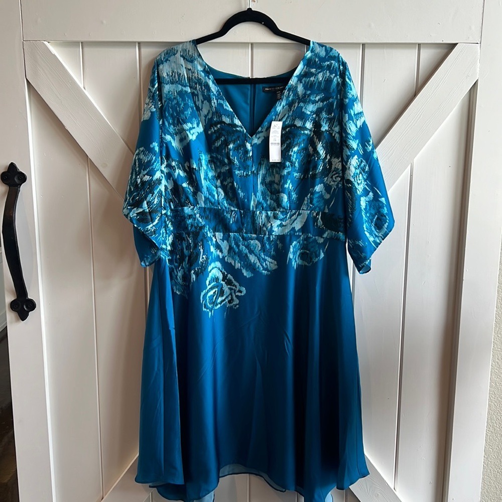White House Black‎ Market 16w Elegant Blue Midi Dress PRM